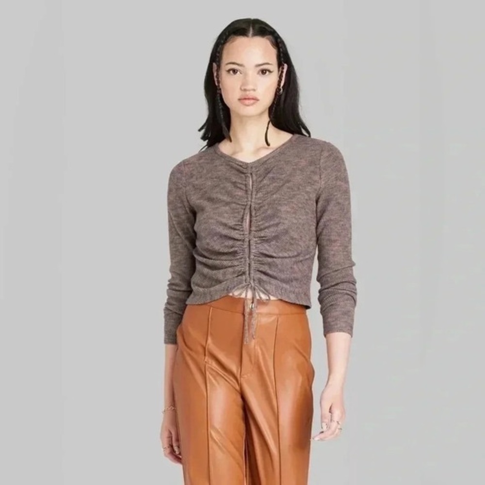 Wild  Fable Lace-Up Knit Top